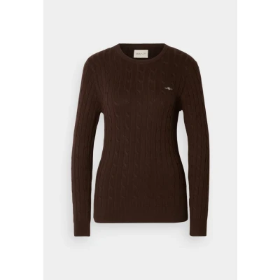 Abbildung von Gant Strickpullover »STRETCH COTTON CABLE C NECK«, mit Logostickerei auf der Brust