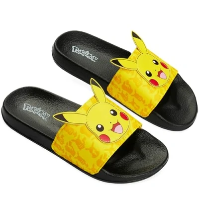 Abbildung von Pokemon Pantoletten Kinder Schlappen, Sandalen für Strand, Schwimmbad Geschenke Jungs (Gelb, 34 EU)