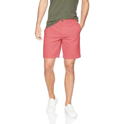 Abbildung von Amazon Essentials Herren Chinoshorts, 23 cm, Schlanker Schnitt, Verwaschenes Rot, 38W