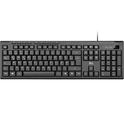 Abbildung von Rii Tastatur Kabelgebunden, PC USB, Business Slim mit Kabel für Computer, Laptop, Mac, Windows, macOS, QWERTZ Deutsches Layout Schwarz