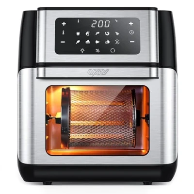 Abbildung von Innsky Heißluftfritteuse10L, 1500W Airfryer Heissluftfritteuse mit 10 Programmen, Heißluftofen 6 Zubehör, Air fryer Friteuse ohne öl, Edelstahl Heißluftbackofen LED Touchscreen, Rezeptbuch