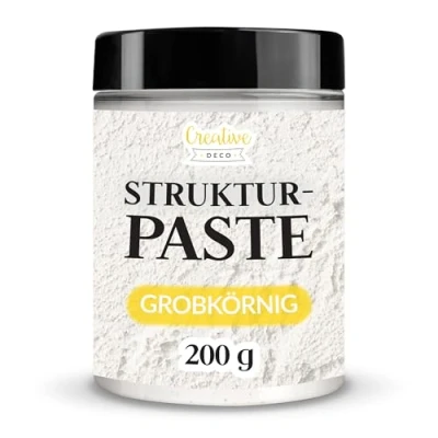 Abbildung von Creative Deco Strukturpaste Grobkörnig 200 g Weiße Spachtelmasse für Acrylmalerei Modellierpaste Kunstprojekte, Acrylfarbe, DIY, 3D Effekte, Texturen Einfach mit Palettenmesser aufzutragen