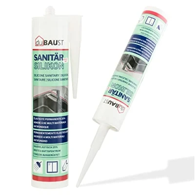 Abbildung von dubaust SAS24 Sanitärsilikon elastisch dauernassbeständig schimmelresistent Bad Küche Dusche Feuchträume 310ml Kartusche (anthrazit)
