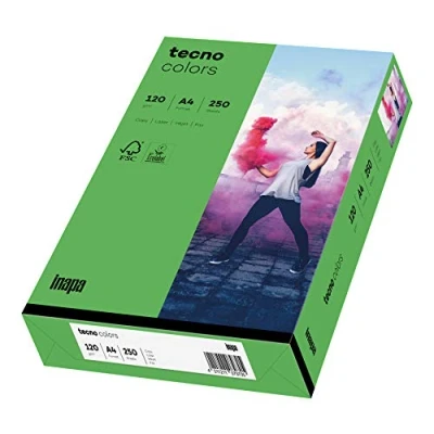 Abbildung von inapa farbiges Druckerpapier, buntes Papier tecno Colors: 120 g/m², A4, 250 Blatt, intensivgrün