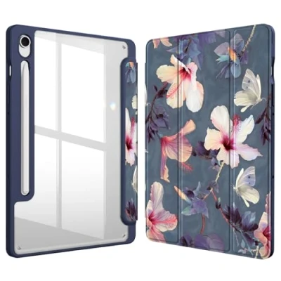 Abbildung von Fintie Hybrid Hülle für Samsung Galaxy Tab S9 FE 10.9 Zoll/Tab 11 Zoll 2023 Tablet mit Stifthalter Stoßfeste Schutzhülle transparenter Hartschale auf der Rückseite, Rosa