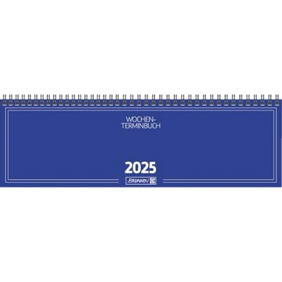 Abbildung von BRUNNEN Querterminbuch Modell 774 (2025), 2 Seiten = 1 Woche, 326 x 102 mm, 112 Seiten, Karton Einband, blau