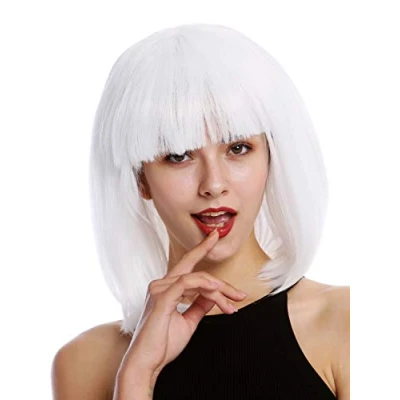 Abbildung von WIG ME UP 0073 3 P60 Perücke Damenperücke Karneval schulterlang Longbob Bob glatt Pony weiß