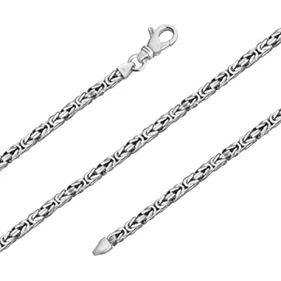 Abbildung von Avesano 925 Sterling Silber Königskette Herren Halskette, 3 mm Breite echte massiv gearbeitet mit Schmuck Box, Länge 60 cm, Modell 101095 060