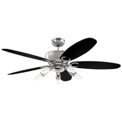 Abbildung von Westinghouse Lighting 132 cm Deckenventilator Arius 72559 mit fünf Leuchten und Flügeln, Ausführung in Chrom Opalmilchglas, 7255940