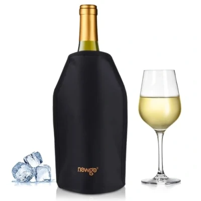 Abbildung von NEWGO Kühlmanschette Wein Aktiv WeinkühlerFlaschenkühler Manschette Sektflasche Weinkühler Sektkühler Hülle Manschetten für Wein, Champagner, Flaschen, Wasserabweisender Stoff(Schwarz)