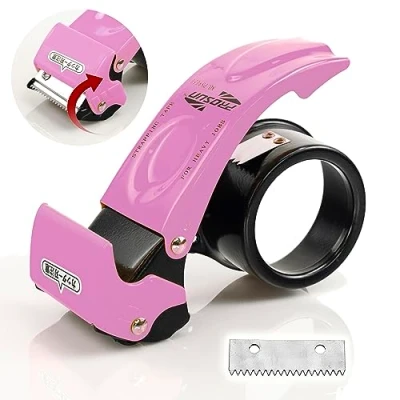Abbildung von PROSUN Blade safety Cover 2 Inch professional packing tape dispenser packaging Metal Handheld gun Sealing Cutter with extra blade,Rosa