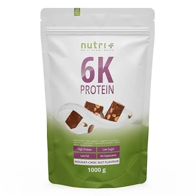 Abbildung von Nutri + Eiweißkonzentrat High Protein Nuss Nougat 1 kg Iso Proteinpulver Blend hochdosiertes Eiweiß Pulver mit 6 Komponenten Eiweißpulver 1000 g