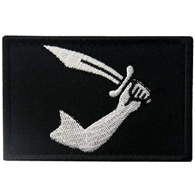Abbildung von Piratenflagge von Thomas Bestickter Aufnäher mit Haken und Flauschbänder