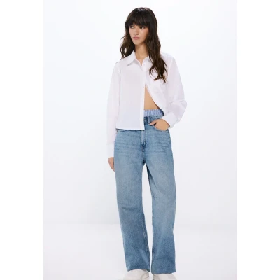 Abbildung von SPRINGFIELD Damen 3.g.m. Camisa Crop Popelin Hemd, weiß Standard, 40