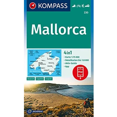 Abbildung von KOMPASS Wanderkarte 230 Mallorca 1:75.000: 4in1 mit Aktiv Guide und Detailkarten inklusive Karte zur offline Verwendung in der App. Fahrradfahren. Klettern. Autokarte.