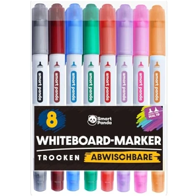 Abbildung von Whiteboard Marker von SmartPanda Stifte, Folienstift Abwischbar Doppelspitze, Medium und Fein Abwischbare non Permanent Marker, Whiteboardmarker 8 Set