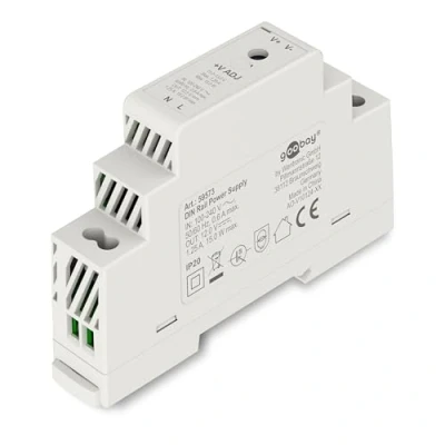 Abbildung von Goobay 59573 Hutschienen Netzteil 12V Trafo ideal zum Betrieb von Überwachungs und Zugangssystemen/Klingeltrafo / Türsprechanlage/Klingelanlage/DIN Rail 1,25A 15W