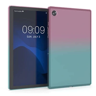 Abbildung von kwmobile Schutzhülle kompatibel mit Samsung Galaxy Tab A8 10.5 (2021) Hülle Silikon Tablet Cover Case Zwei Farben Pink Blau Transparent