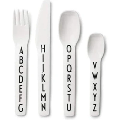 Abbildung von Design Letters Eat &amp; Learn Tritan Besteck für Baby und Kinder, 4 stck. (Weiß) BPA frei, BPS frei EA mit A Z Alphabet Druck, Drop safe, spülmaschinenfest