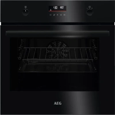Abbildung von AEG Einbaubackofen Serie 5 Ringheißluft: Gleichmäßige Garergebnisse auf 3 Ebenen Pyrolyse Selbstreinigung 25 Automatikprogramme LED Touchdisplay Schnellaufheizung Schwarz BPE53516AB