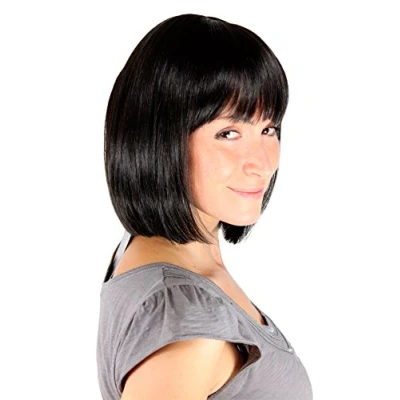 Abbildung von WIG ME UP 7803 2 Perücke schwarz wie Mia aus Pulp Fiction Bob glattes kinnlanges Haar