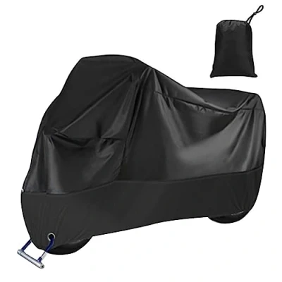 Abbildung von Motorradabdeckung, Fahrradabdeckung, Schutzhülle für Motorrad, Außen, wasserdicht, Winter, Sommer, 210D, Oxford mit Schlossloch, Staub, Schnee, Regen, Abdeckplane Scooter, Fahrrad, 245 x 105 125