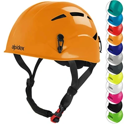 Abbildung von ALPIDEX Universal Kletterhelm für Jugendliche und Erwachsene EN12492 Klettersteighelm in unterschiedlichen Farben, Farbe:Sunset orange