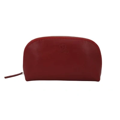 Abbildung von GERMANUS Kosmetiktasche Helge aus echtem Leder, Kulturbeutel, Waschtasche, Schminktasche, Clutch, rot