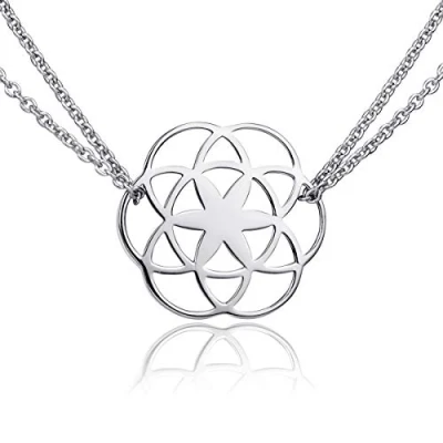 Abbildung von Materia Lebensblume Anhänger mit Kette 925 Silber Halsketten für Frauen KA 450