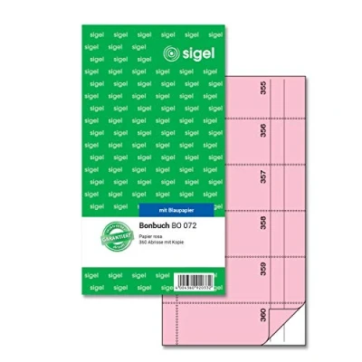 Abbildung von SIGEL BO072 Bonbuch Bonblock, 360 Abrisse rosa, 10,5 x 20 cm, 2x60 Blatt