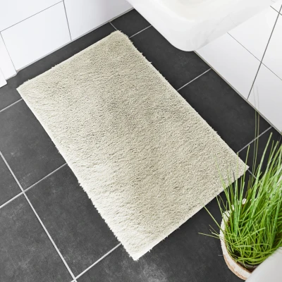 Abbildung von andiamo Badematte rutschfest Florida Badezimmerteppich weich und flauschig Badteppich waschbar Duschvorleger Badvorleger für Badezimmer 40 x 60 cm beige