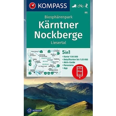 Abbildung von KOMPASS Wanderkarte 66 Biosphärenpark Kärntner Nockberge, Liesertal 1:50.000: 5in1 mit Panorama, Aktiv Guide und Detailkarten inklusive ... in der App. Fahrradfahren. Skitouren.