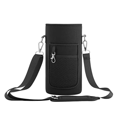 Abbildung von kwmobile Neopren Halter für Flaschen Flaschenhalter bis zu 2000ml Trinkflasche weiche Tasche Wasserflasche in Schwarz