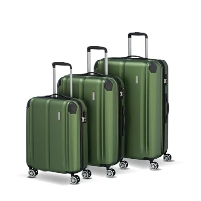 Abbildung von Travelite City Kofferset 3 tlg. 4w L/M/S Grün 73040 80 Koffer mit 4 Rollen
