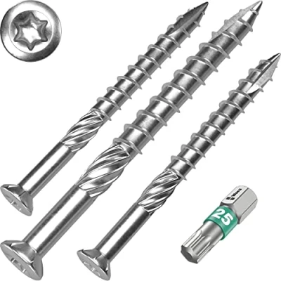Abbildung von Terrassenschrauben 5 x 40 T INOX 400 Stück Edelstahl gehärtet C1, Torx 25 inkl. Bit AISI 410 martensitisch