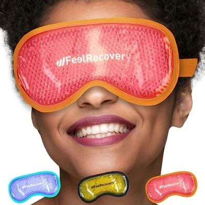 Abbildung von Augenmaske Kühlend &amp; Wärmend Kühlpads Augen Gesicht Kühlmasken gegen Augenringe, Blepharitis, Migräne, Kopfweh, Geschwollene Trockene (Orange)