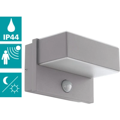 Abbildung von Eglo 97159 LED Wandleuchte AZZINANO Up &amp; Downlight silber weiß L:18,5cm H:11,5cm T:12,5cm mit Tag/Nachtsensor IP44