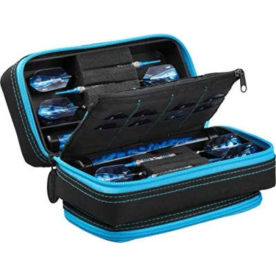 Abbildung von Casemaster Unisex Erwachsene Plazma Pro Black with Pink Trim Dart Case and Phone Pocket Etui, Blauer Rand