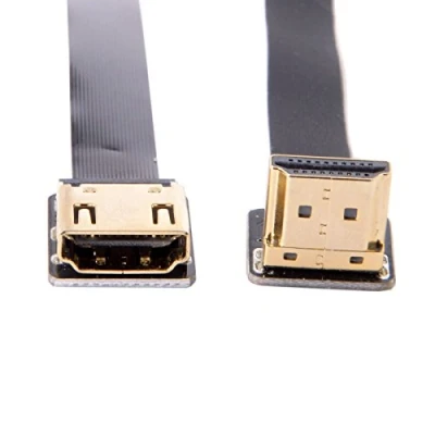 Abbildung von Cablecc CYFPV Flachkabel (90 Grad abgewinkelt, HDMI Stecker auf Buchse, FPC, für HDTV Multikopter, Luftfotografie, 20 cm)