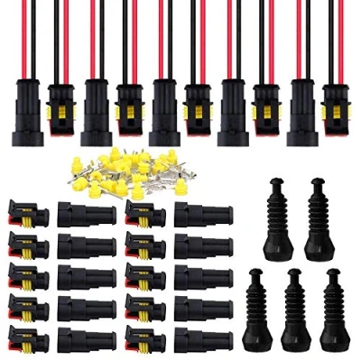 Abbildung von GTIWUNG 10 TLG 2 Polig Stecker Steckverbinder Wasserdicht + 5 Set Kabel Stecker, Anschluss mit Draht, Verbindungsstecker für KFZ/LKW/Auto/Roller/Motorrad