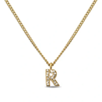 Abbildung von GD GOOD.designs Kette Buchstabe R Gold für Damen I 18K vergoldete Halskette mit Zirkonia Initialien Goldene Edelstahl Buchstabenkette (Buchstabe R)
