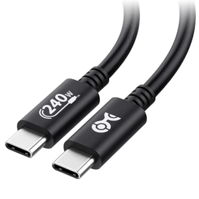 Abbildung von Cable Matters [USB IF zertifiziert] 240W USB C ladekabel 2m schnellladekabel für MacBook Pro, Dell XPS (USB ladekabel, 140W Kabel) mit Stromübertragung 3.1 in Schwarz 2.0, No Video)