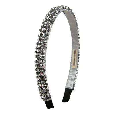 Abbildung von Alpenflüstern Trachten Haarreif Glitzerperlen schmal Damen Haarschmuck, Haarband rutschfest fürs Dirndl (grau) ADV150