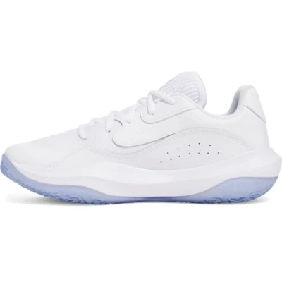 Abbildung von Under Armour Lockdown 7 LOW Basketballschuh, Herren, Größe: 40.5, White/metallic silver Lederimitat/textil