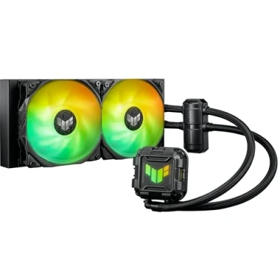 Abbildung von ASUS TUF Gaming LC II 240 ARGB All in One Flüssig CPU Kühler (Aura Sync Beleuchtung, 2x 120mm Radiatorlüfter, schwarz)