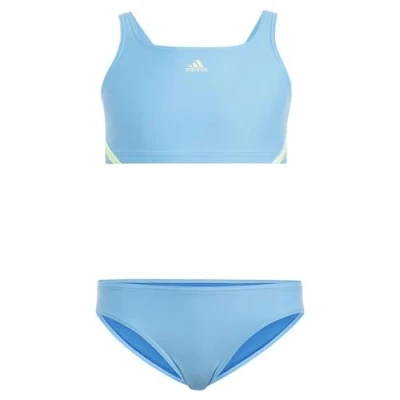 Abbildung von adidas Mädchen Sportswear 3 Stripes Bikini Kids Badeanzug, Blue Burst/Green Spark, 7 8 Years