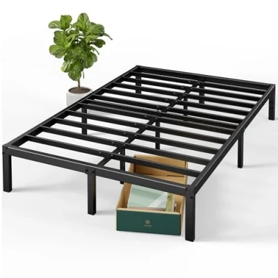 Abbildung von Zinus Elias Bett 180x200 cm Höhe 36 mit Stauraum unter dem Metall Plattform Bettgestell Schwarz