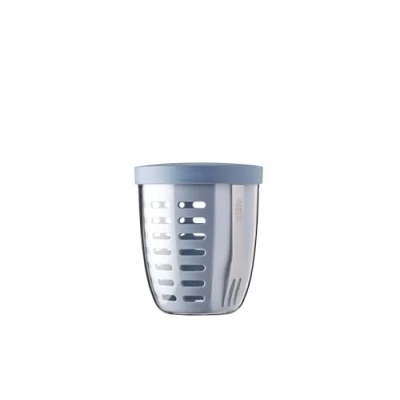 Abbildung von Mepal Obst &amp; Gemüsetopf Ellipse Obstbehälter Ideal für und Gemüse unterwegs Obstbox mit Gabel Sieb Meal Prep Box Deckel 600 ml Nordic Blue