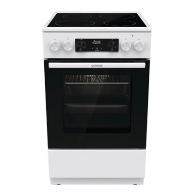 Abbildung von Gorenje GEC5C43WGAMZ Elektro Standherd mit Glaskeramik Kochfeld / 50 cm 70 Liter/Schnellaufheizung/Pizzamodus 300C/Auftauen/AquaClean/Ergonomische Knebel/ 8 Beheizungsarten/weiß