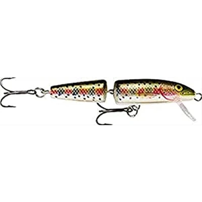 Abbildung von Rapala Jointed Angelköder Angelzubehör aus Balsaholz Süßwasser Spinnköder Lauftiefe 1.2 4.2m Fischköder 13cm, 18g Hergestellt in Estland Rainbow Trout